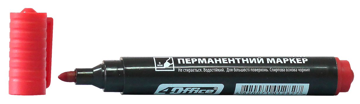 Маркер 4OFFICE перманентний (4-104), червоний